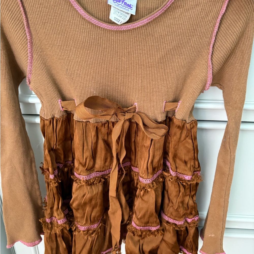 Out of control set Brown and Pink Long Sleeve tunic w/ leggings size 4